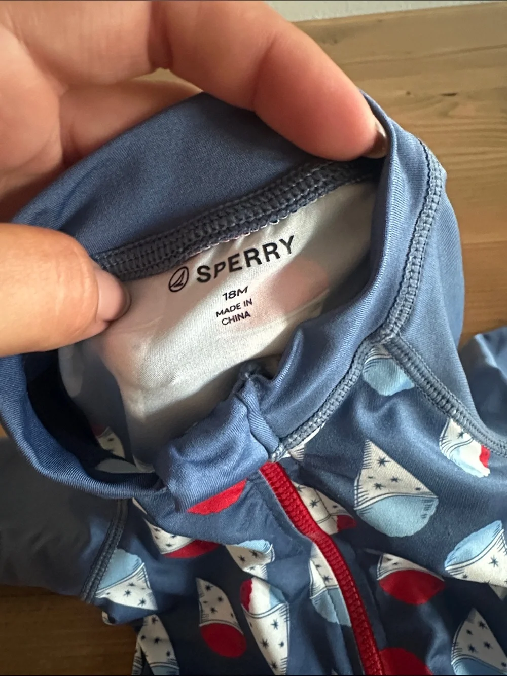 Sperry Blue Infant Sailboat Zip One-Piece Rash Guard